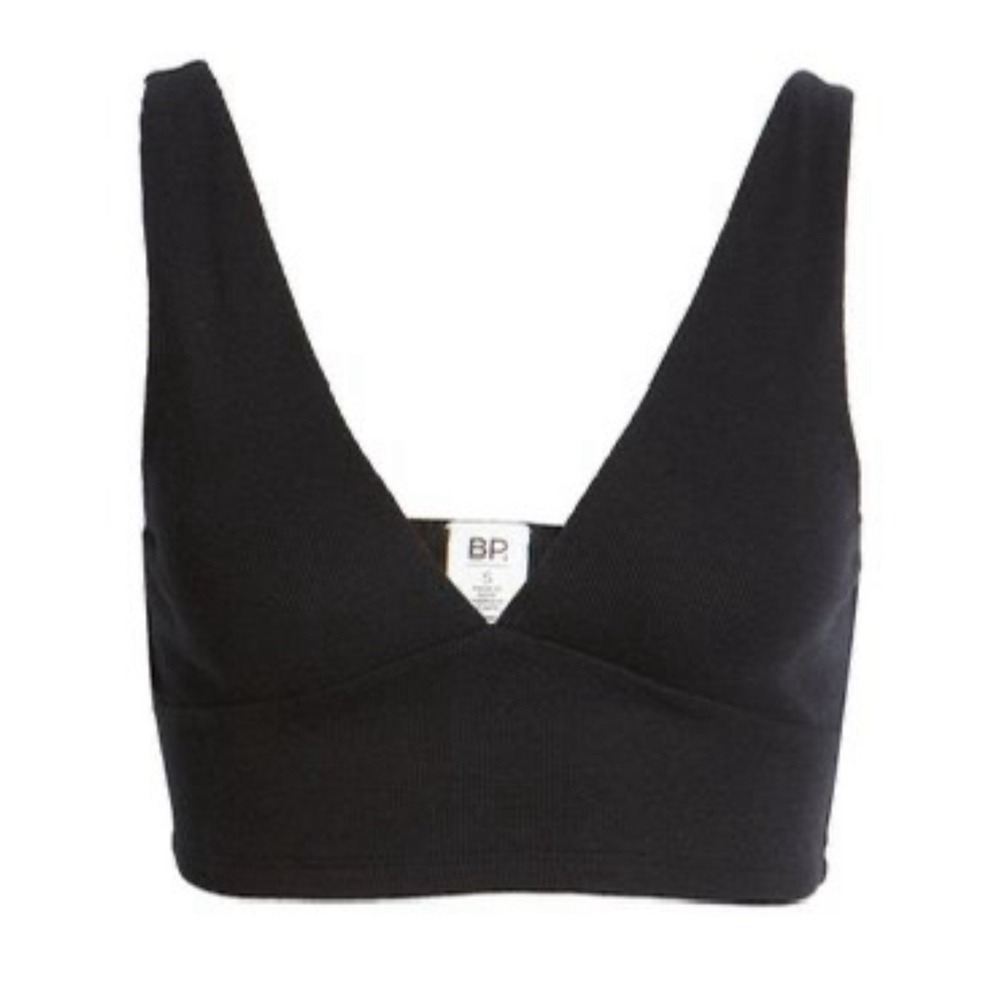NWT BP Nordstrom‎ Sleeveless Crop Tank Black Medium Organic Cotton Stretch
